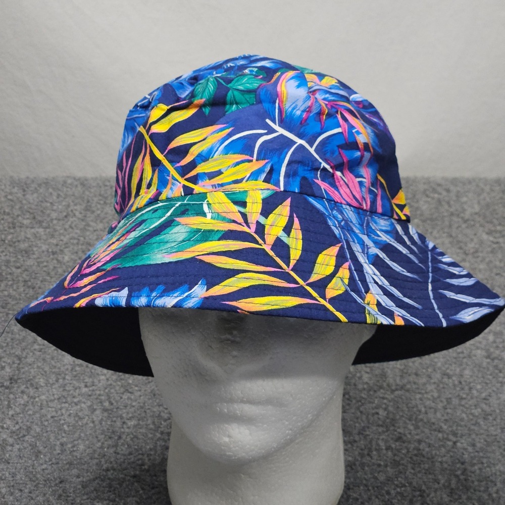 Tropical Bucket Hat Navy Blue‎ Floral Print Sun Summer Skater Resortwear Coastal